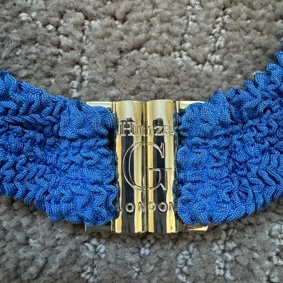 Hunza G Nova Classic Crinkle Blue Knit Halter Top - Picture 3 of 4